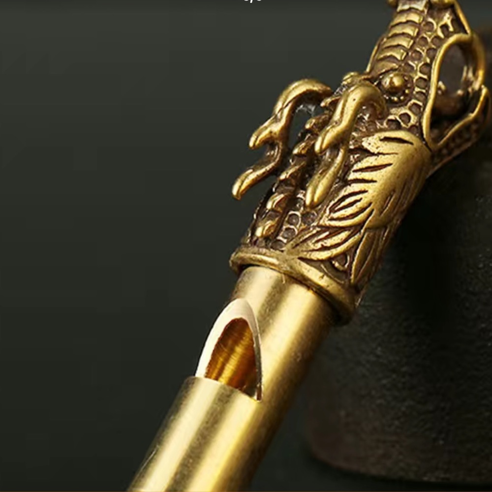 SOLID BRASS DRAGON HEAD COLLECTOR WHISTLE - Picture 4 of 4